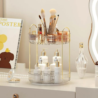 360° Rotating Makeup Organizer, Upgraded 2 Tier Skincare Perfume Organizers - Image 6