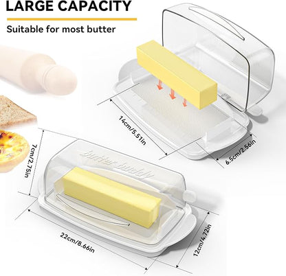 Butter Dish with Lid and Knife, Large Plastic Flip Top Butter Dishes Clear - Image 6