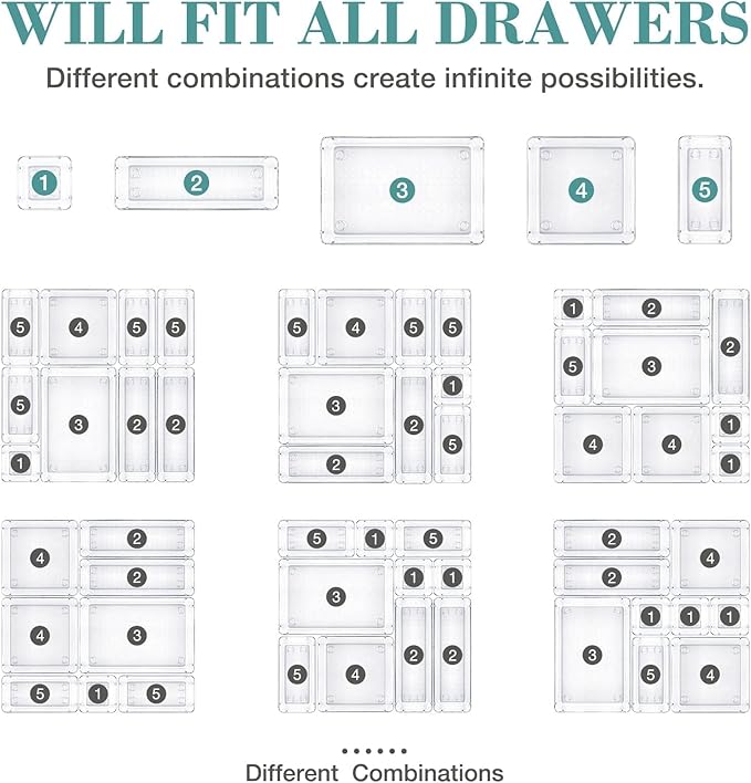 23 PCS Drawer Organizer Set, 5 Varied Size Bathroom and kitchen Drawer cabinet - Image 4