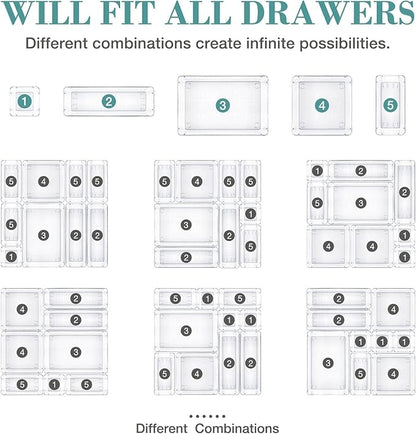 23 PCS Drawer Organizer Set, 5 Varied Size Bathroom and kitchen Drawer cabinet - Image 4