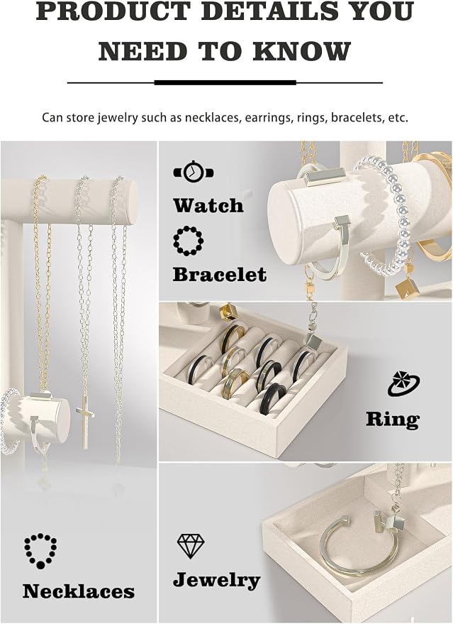 Bracelet and Necklace Holder, Velvet Jewelry Necklace Display Organizer Stand - Image 3
