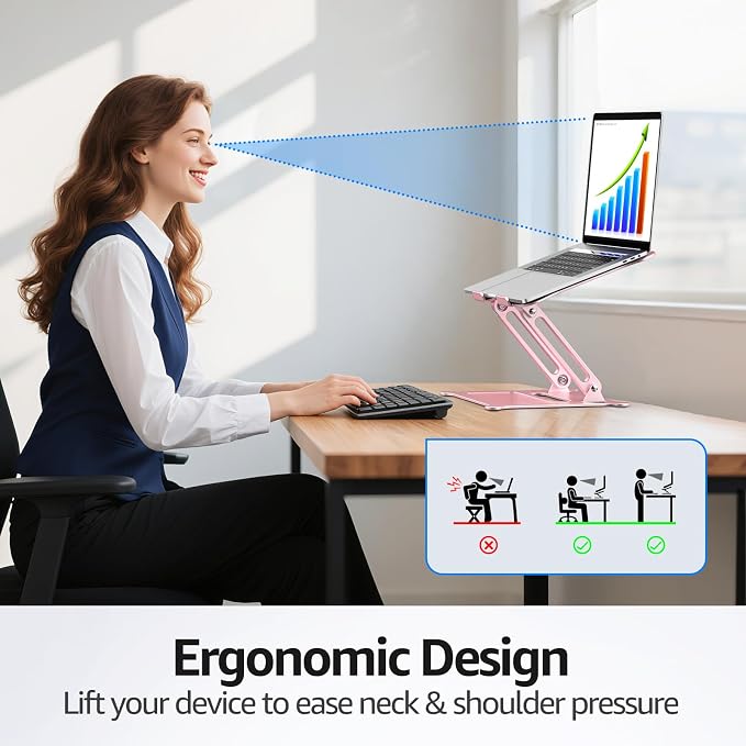 Urmust Laptop Stand for Desk Aluminum Computer Stand Riser Holder for Laptop - Image 3