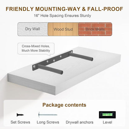 White Floating Shelves 48 Inch Long, 8 Deep Floating Shelves - Image 7