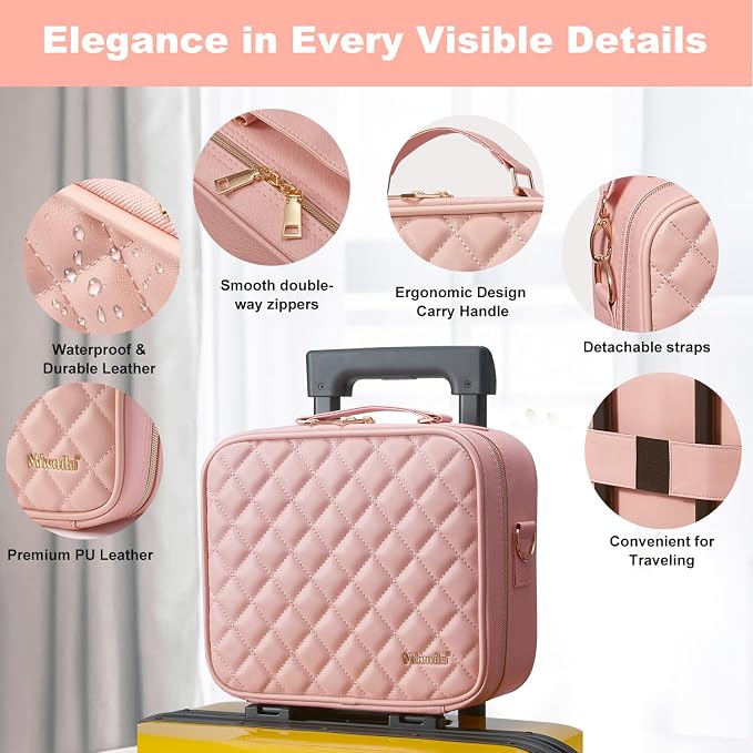 Mocado Travel Makeup Bag with LED Lighted Mirror, Travel Makeup Organizer - Image 3