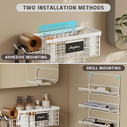 Hair Dryer Holder Wall Mounted, Adheisve Hair Styling Tool Organizer - Image 5