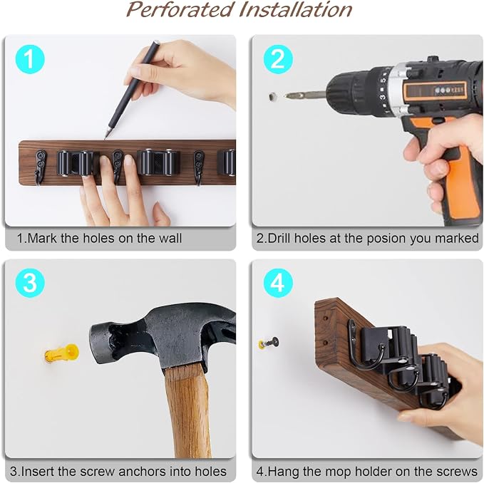 Mop and Broom Holder Wall Mount - Image 7