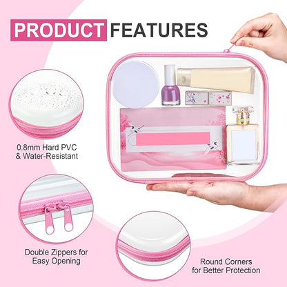 Sanwuta 6 Pcs Clear Hard Zipper Case Hard Plastic Zipper Pouches Transparent - Image 3