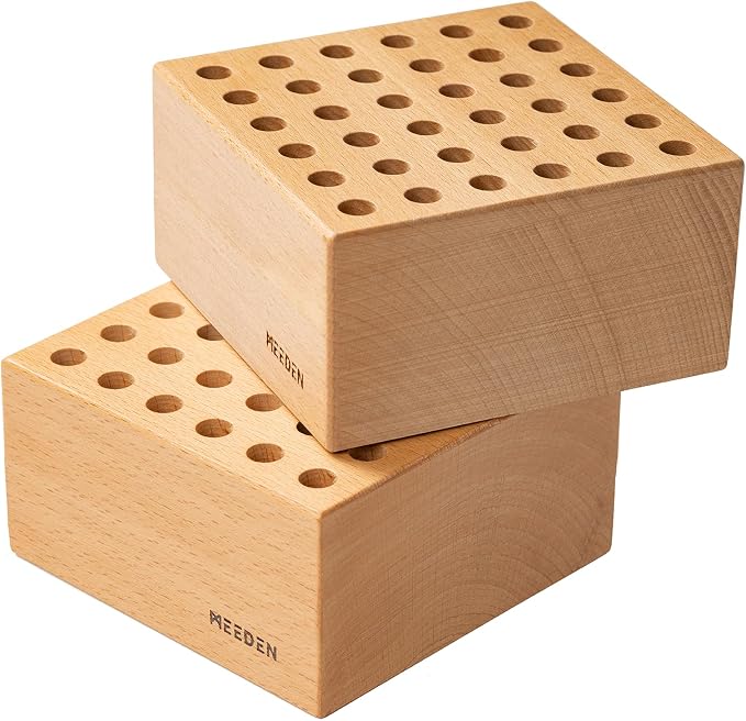 MEEDEN 2Pcs Beechwood Pencil and Brush Holders: 36 Holes Paint Brush Storage by MEEDEN