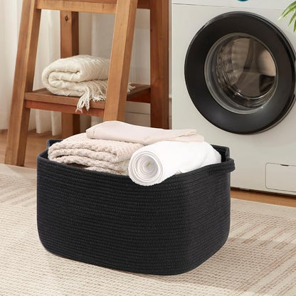 70L Large Blanket Basket, 21.6" x 16.9" x 11.8" Woven Storage Basket - Image 5