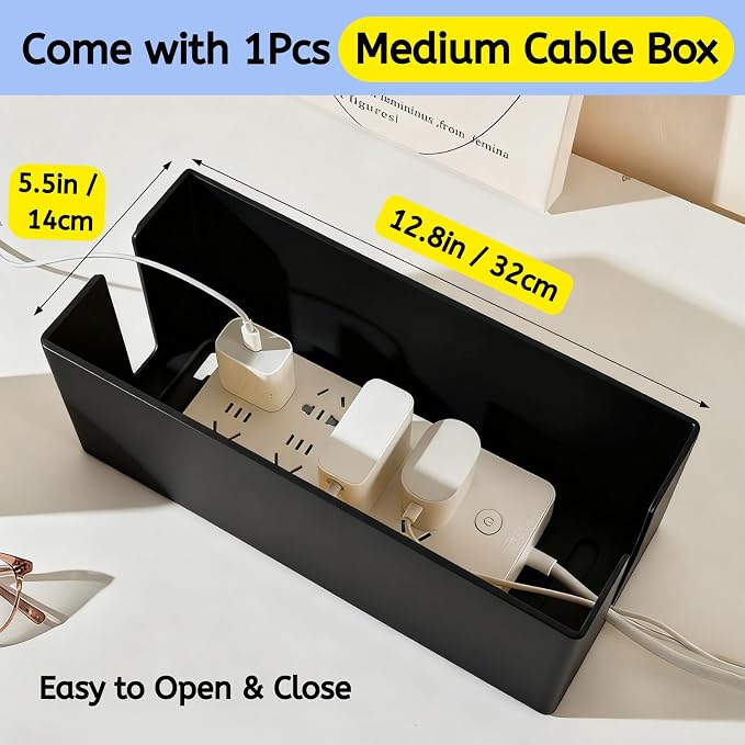 Cable Box - Cable Management Kit, Medium Cord Hider Box to Conceal Power Strip - Image 4