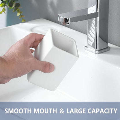 White Ceramic Toothbrush Holder - Image 3