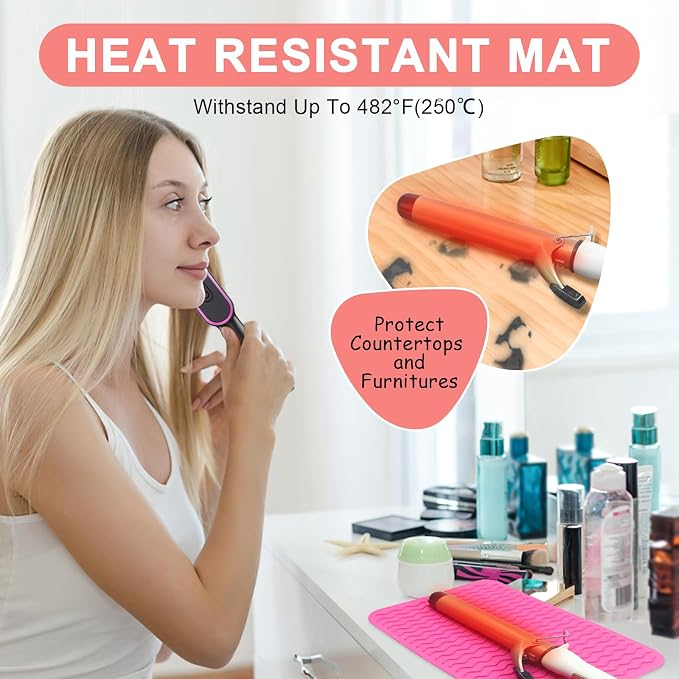 Plus Size Silicone Heat Resistant Mat, Portable Travel Hot Tools Pad Cover - Image 2