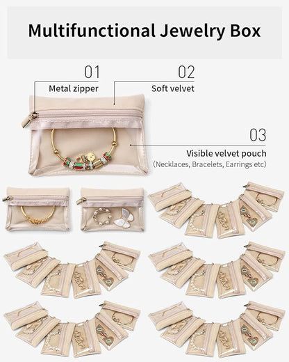 Vlando 33 Pcs Travel Jewelry Case Velvet Jewelry Pouch - Image 4