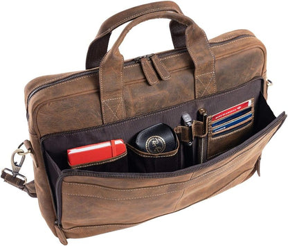 KomalC 16 Inch Leather briefcases Laptop Messenger Bags - Image 4