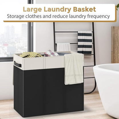 180L Laundry Hamper 3 Section, Large Laundry Basket - Image 4