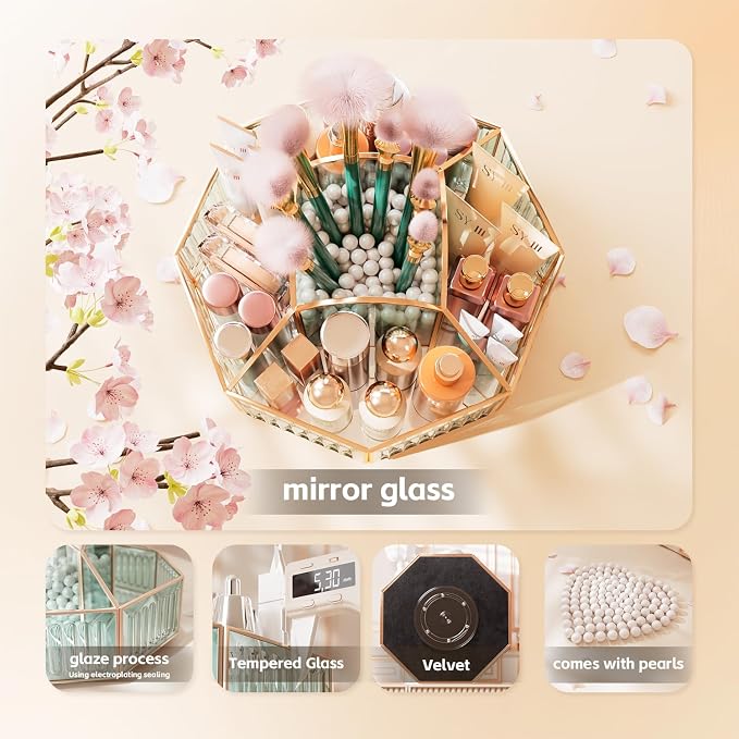 360° Rotating Makeup Organizer Spinning Vanity Organizer - Image 4