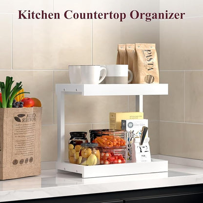 MARTY 2 Tier 15.75"x8.9" Large Countertop Shelf Organizer Spice Rack, Coffee - Image 6