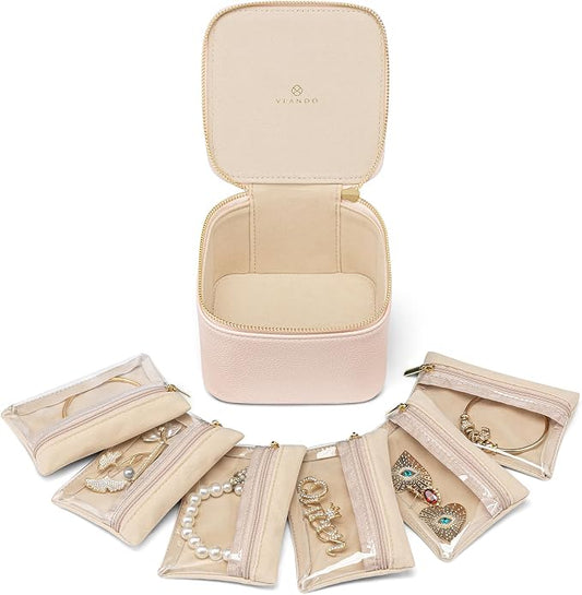 Vlando Jewelry Box with 6 Velvet Jewelry Bags Travel Jewelry Storage Box by VLANDO