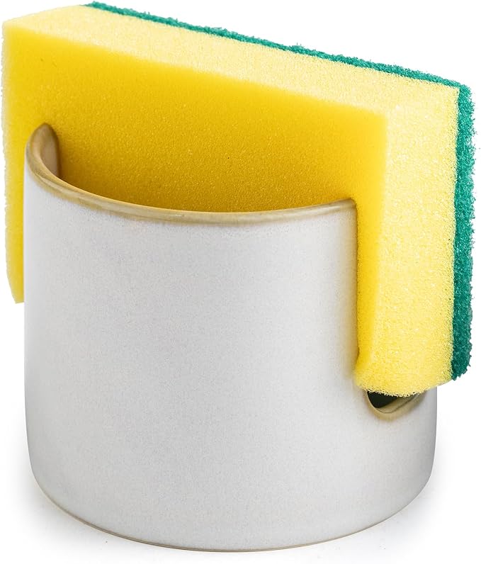 Sponge Holder for Kitchen Sink, Ceramic Dish Sponge Drying Caddy Scrubby Daddy by LAUCHUH
