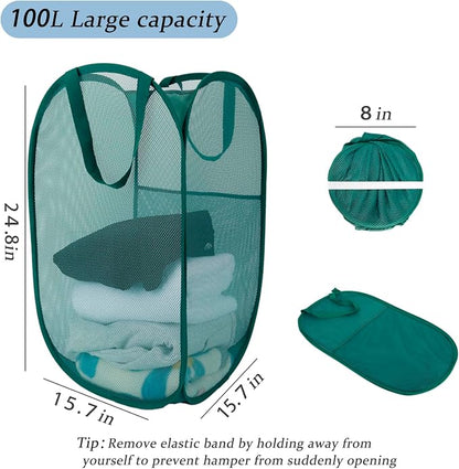Upgraded 100L Extra Large Mesh Pop Up Laundry Basket - Image 2