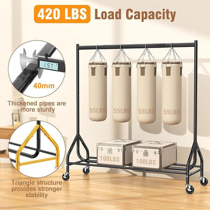EAGMAK Heavy Duty Clothes Rack Load 420 LBS, Rolling Garment Rack - Image 2