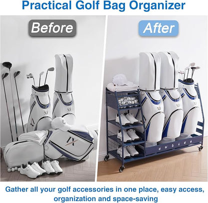 Lauren&Harold Golf Bag Organizer Garage Storage, Golf Storage Rack Stand Fits 2 - Image 7