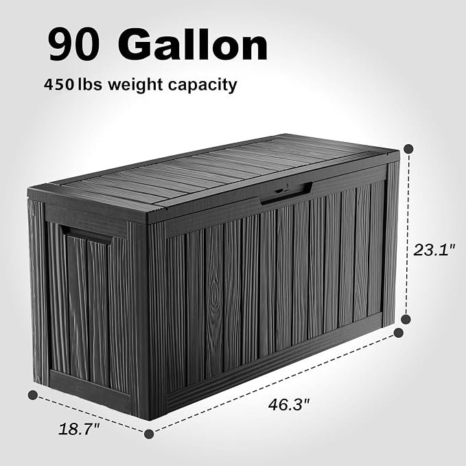 90 Gallon Deck Box, Resin Outdoor Storage Box - Image 6