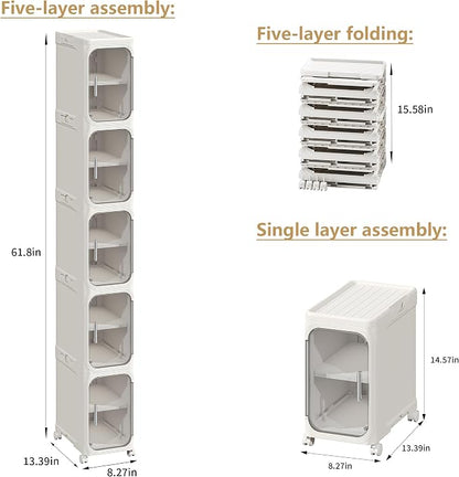 5-Tier Tall Narrow Storage Cabinet, Slim Bathroom Storage Cabinet - Image 2