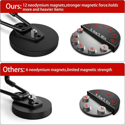 3-H Magnetic Wave Hooks Heavy Duty 4 Pack, Large Magnet Garage Hooks Heavy Duty - Image 5