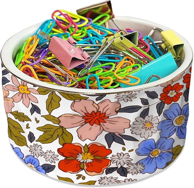 Paper Clip Holder Ceramic Paper Clip Holders Vintage Garden Floral Paperclips - Image 2