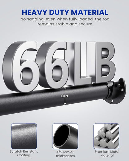 Closet Rods for Hanging Clothes, 17 to 159 Inches Stepless Adjustable Metal - Image 3