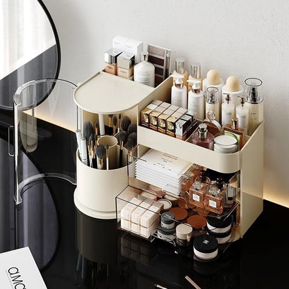 Makeup Organizer with Rotating Brush Holder Cosmetic Organizer with Drawers - Image 6