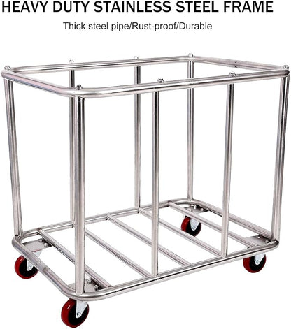 12 Bushels Laundry Cart Commercial/Home, Heavy Duty Large Stainless Steel - Image 5