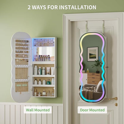 HNEBC LED Mirror Jewelry Cabinet - Image 6