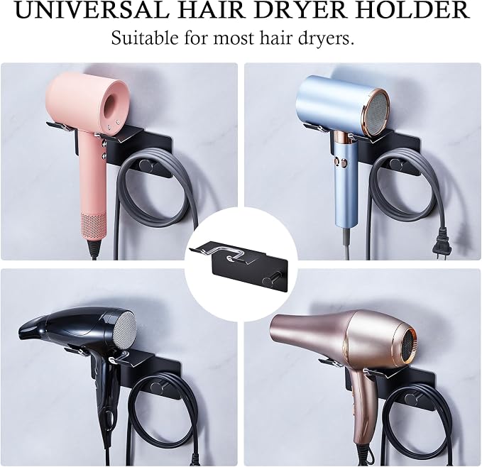 Hair Dryer Holder Wall Mounted, Blow Dryer Holder, Adhesive Hairdryer Holder - Image 5