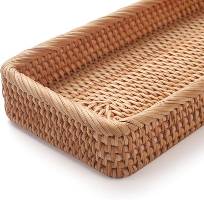 Rattan Bathroom Vanity Tray, Toilet Tank Basket Tray - Image 3