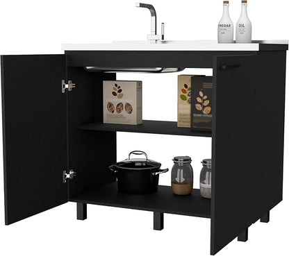 Oklahoma 2 Utility Sink & Cabinet, Interior Shelf, Aluminum Countertop - Image 4