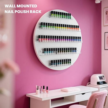 Wall Mount Nail Polish Organizer, Wood Nail Polish Rack w/Acrylic Barrier - Image 5