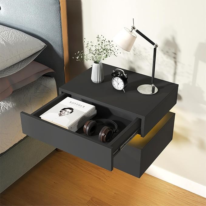 Floating Nightstand Set of 2, Modern Bedside Tables - Image 9
