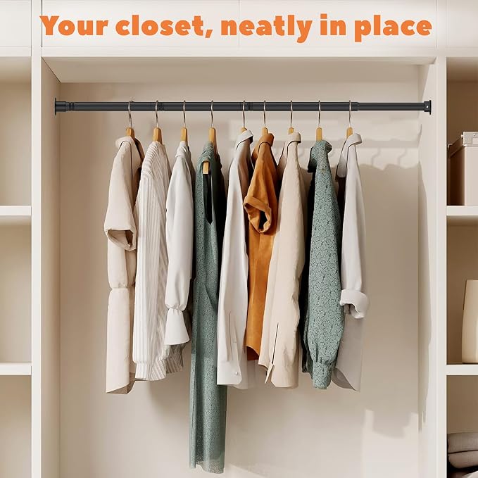 Closet Rod 30-51 Inches, Adjustable Heavy Duty Metal Black Closet Rods - Image 7