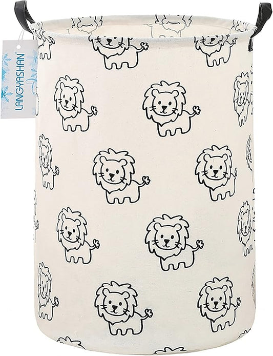 LANGYASHAN Laundry Basket Canvas Fabric Collapsible Organizer Basket by LANGYASHAN