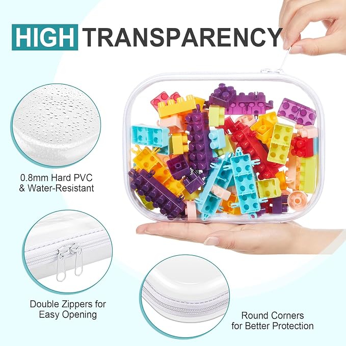 Hoolerry 4 Pcs Hard Clear Zipper Case Makeup Bags Plastic Pencil Pouch - Image 3