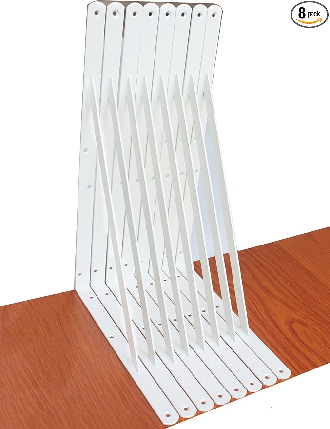 8 Pack L22 x H 12" White Heavy Duty Shelf Brackets by MHMYDZ