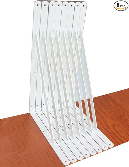 8 Pack L22 x H 12" White Heavy Duty Shelf Brackets by MHMYDZ
