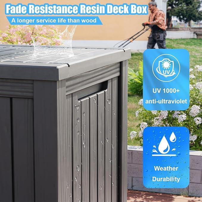 200 Gallon Resin Deck Box, Waterproof Outdoor Storage Box - Image 4
