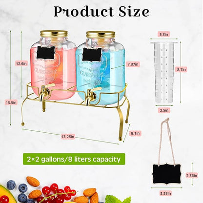Lallisa 2 Pcs 2 Gallon Glass Drink Dispenser - Image 2