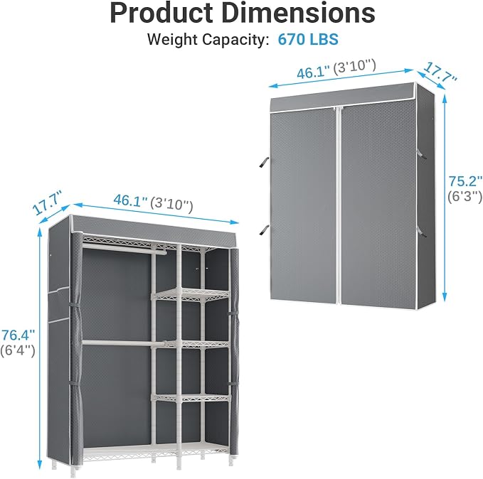 VIPEK V7C Garment Racks with Cover Portable Closets - Image 6