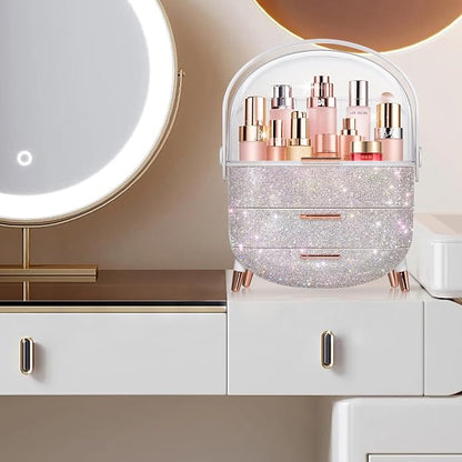 MASSY Egg Shape Makeup Storage Box, Countertop Portable Vanity Cosmetics - Image 2