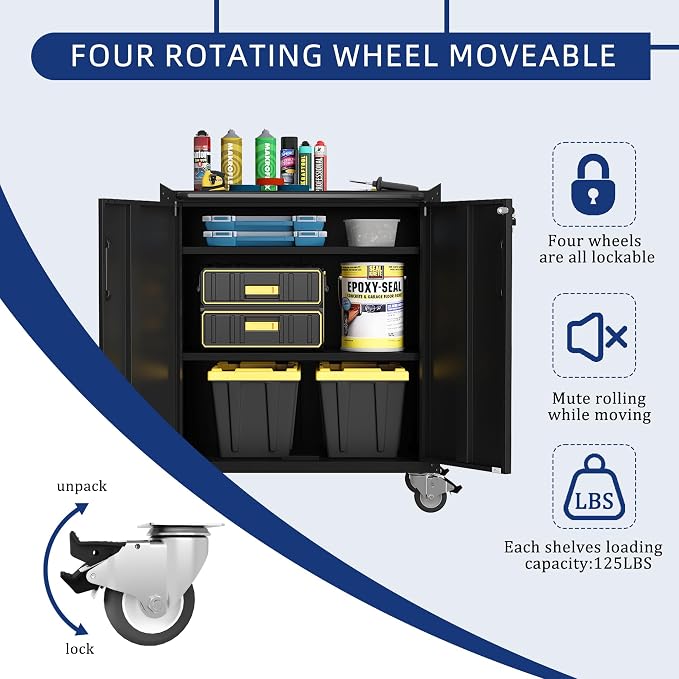 Metal Tool Cabinet, Garage Storage Cabinet System, Wall Cabinet & Locking - Image 4