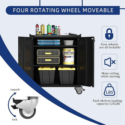 Metal Tool Cabinet, Garage Storage Cabinet System, Wall Cabinet & Locking - Image 4